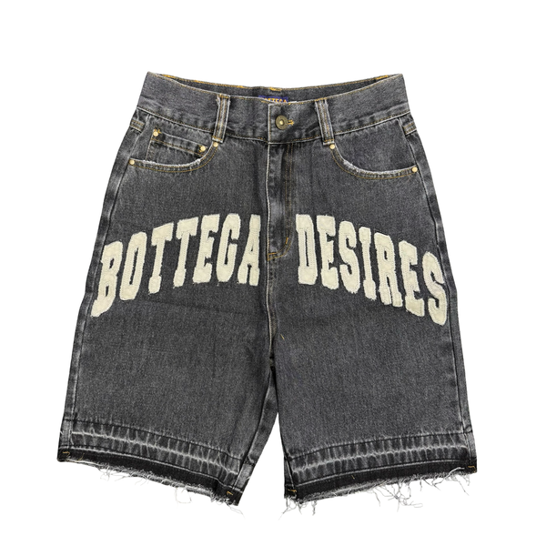 Bottega Desires Logo Jean Shorts Black