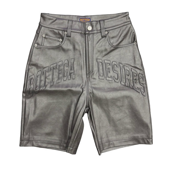 Bottega Desires Leather Shorts Grey